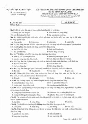 Đề thi Trung học phổ thông Quốc gia môn Giáo 