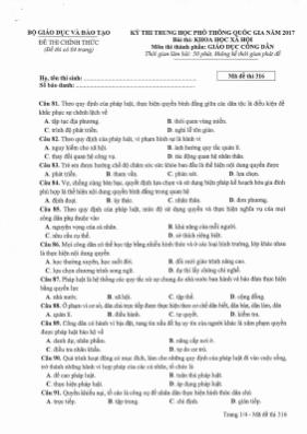 Đề thi Trung học phổ thông Quốc gia môn Giáo 