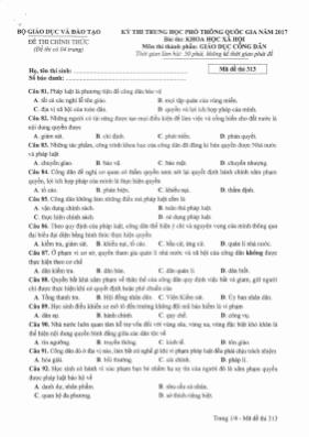 Đề thi Trung học phổ thông Quốc gia môn Giáo 