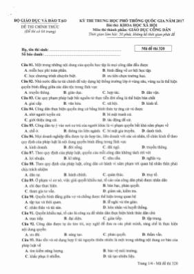 Đề thi Trung học phổ thông Quốc gia môn Giáo 