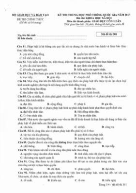 Đề thi Trung học phổ thông Quốc gia môn Giáo 