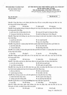 Đề thi Trung học phổ thông Quốc gia môn Giáo 