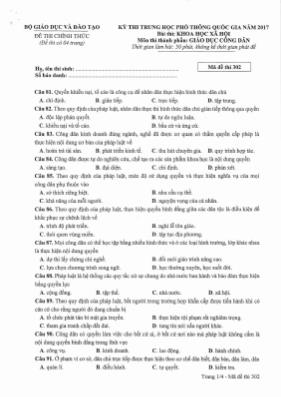 Đề thi Trung học phổ thông Quốc gia môn Giáo 