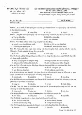 Đề thi Trung học phổ thông Quốc gia môn Giáo 