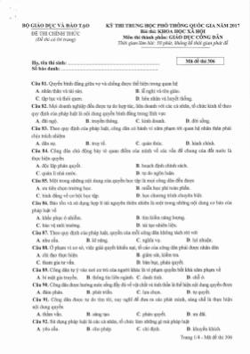 Đề thi Trung học phổ thông Quốc gia môn Giáo 