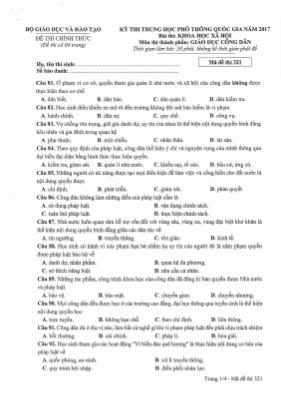 Đề thi Trung học phổ thông Quốc gia môn Giáo 