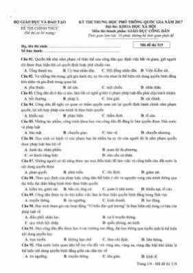 Đề thi Trung học phổ thông Quốc gia môn Giáo 