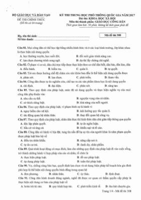 Đề thi Trung học phổ thông Quốc gia môn Giáo 