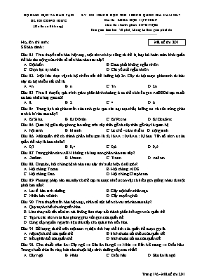 Đề thi Trung học phổ thông Quốc gia môn Sinh học năm 2017 - Mã đề 201