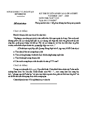 Đề thi tuyển sinh vào Lớp 10 môn Ngữ văn - Nă