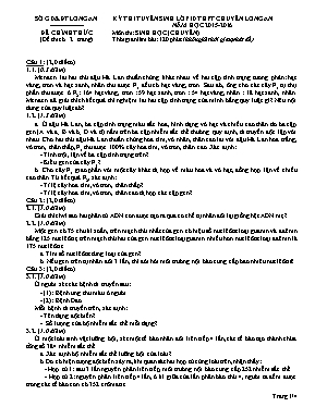 Đề thi tuyển sinh vào Lớp 10 môn Sinh học (Chuyên) năm 2015 - Sở GD & ĐT Long An (Có đáp án)