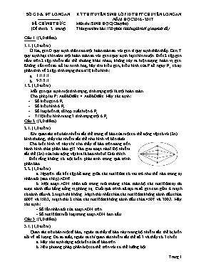 Đề thi tuyển sinh vào Lớp 10 môn Sinh học (Chuyên) năm 2016 - Sở GD & ĐT Long An (Có đáp án)