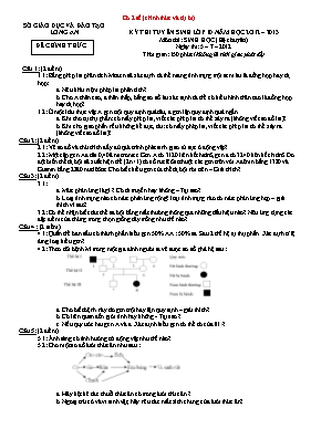 Đề thi tuyển sinh vào Lớp 10 môn Sinh học - Năm học 2012-2013 - Sở GD & ĐT Long An