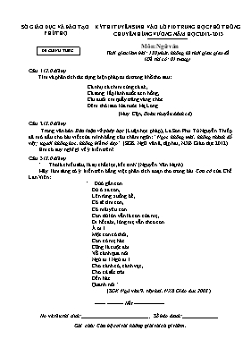 Đề thi tuyển sinh vào Lớp 10 THPT chuyên Hùng