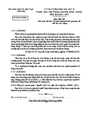 Đề thi tuyển sinh vào Lớp 10 THPT chuyên Hùng