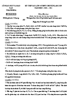 Đề thi tuyển sinh vào Lớp 10 THPT chuyên Lam 