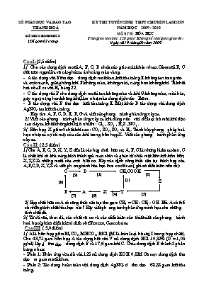 Đề thi tuyển sinh vào Lớp 10 THPT chuyên Lam Sơn môn Hóa học - Năm học 2009-2010 - Sở GD & ĐT Thanh Hóa (Có đáp án)