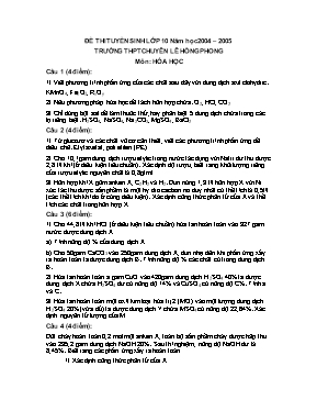 Đề thi tuyển sinh vào Lớp 10 THPT chuyên Lê H