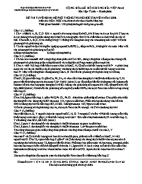 Đề thi tuyển sinh vào Lớp 10 THPT chuyên môn 