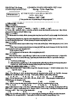 Đề thi tuyển sinh vào Lớp 10 THPT chuyên môn 