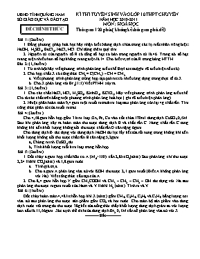 Đề thi tuyển sinh vào Lớp 10 THPT chuyên môn Hóa học - Năm học 2010-2011 - Sở GD & ĐT Quảng Nam
