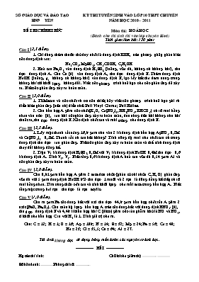 Đề thi tuyển sinh vào Lớp 10 THPT chuyên môn 