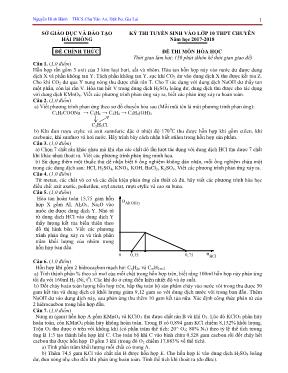 Đề thi tuyển sinh vào Lớp 10 THPT chuyên môn 
