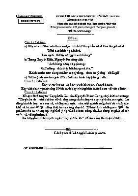 Đề thi tuyển sinh vào Lớp 10 THPT chuyên môn