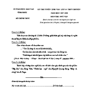 Đề thi tuyển sinh vào Lớp 10 THPT chuyên môn