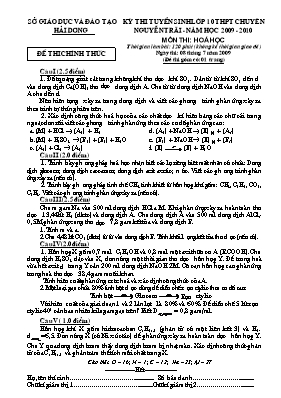 Đề thi tuyển sinh vào Lớp 10 THPT chuyên Nguy