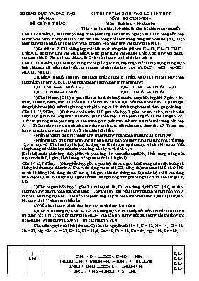 Đề thi tuyển sinh vào Lớp 10 THPT môn Hóa học (Chuyên) - Năm học 2013-2014 - Sở GD & ĐT Hà Nam (Có đáp án)