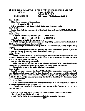 Đề thi tuyển sinh vào Lớp 10 THPT môn Hóa học
