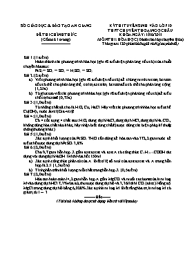Đề thi tuyển sinh vào Lớp 10 THPT môn Hóa học năm 2011 (Dành cho lớp chuyên Hóa) - Trường THPT chuyên Thoại Ngọc Hầu