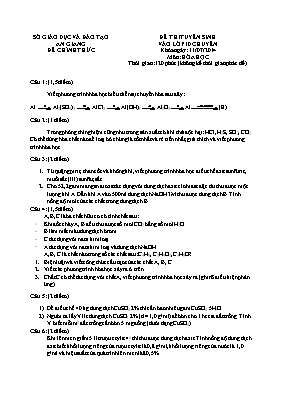 Đề thi tuyển sinh vào Lớp 10 THPT môn Hóa học