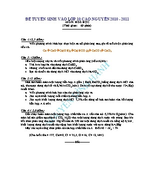 Đề thi tuyển sinh vào Lớp 10 THPT môn Hóa học
