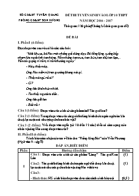 Đề thi tuyển sinh vào Lớp 10 THPT môn Ngữ văn