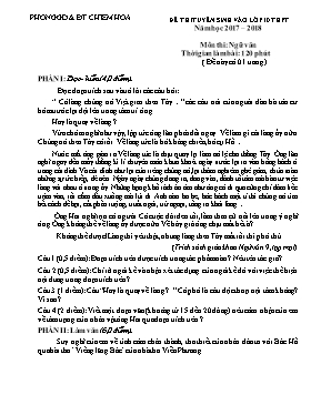 Đề thi tuyển sinh vào Lớp 10 THPT môn Ngữ văn