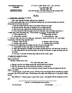 Đề thi tuyển sinh vào Lớp 10 THPT môn Ngữ văn