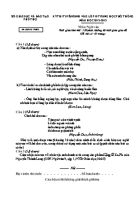 Đề thi tuyển sinh vào Lớp 10 THPT môn Ngữ văn