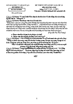 Đề thi tuyển sinh vào Lớp 10 THPT môn Ngữ văn - Năm học 2014-2015 - Sở GD & ĐT Bình Phước (Có đáp án)