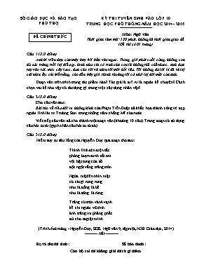 Đề thi tuyển sinh vào Lớp 10 THPT môn Ngữ văn