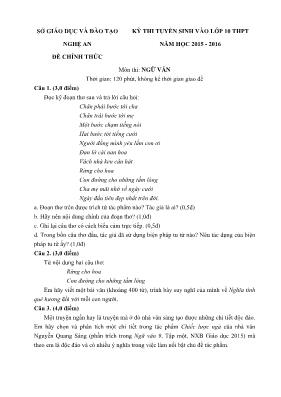 Đề thi tuyển sinh vào Lớp 10 THPT môn Ngữ văn