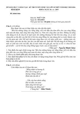 Đề thi tuyển sinh vào Lớp 10 THPT môn Ngữ văn