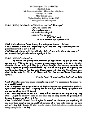 Đề thi tuyển sinh vào Lớp 10 THPT môn Ngữ văn