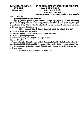 Đề thi tuyển sinh vào Lớp 10 THPT môn Ngữ văn