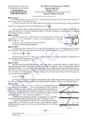 Đề thi tuyển sinh vào Lớp 10 THPT môn Vật lý 