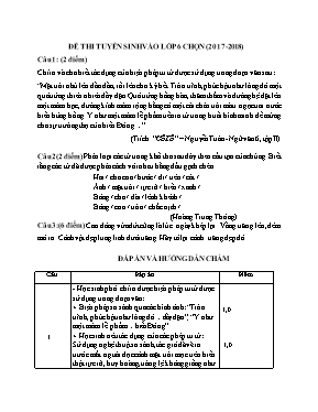 Đề thi tuyển sinh vào Lớp 6 môn Ngữ văn - Năm học 2017-2018