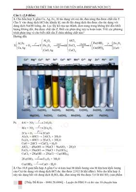 Đề thi vào Lớp 10 THPT chuyên Hóa học - Đại h