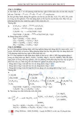 Đề thi vào Lớp 10 THPT chuyên Hóa học tỉnh Bế