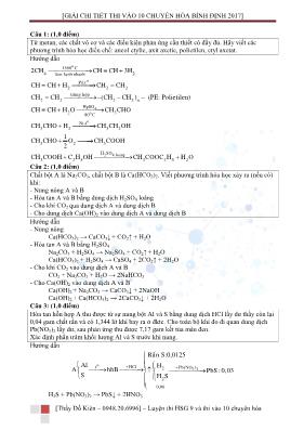 Đề thi vào Lớp 10 THPT chuyên Hóa học tỉnh Bì